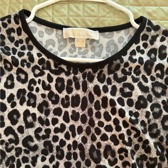 Michael Kors Black Leopard Long Sleeve Leopard Top with Flare Sleeve / Sz Medium - Picture 4 of 5